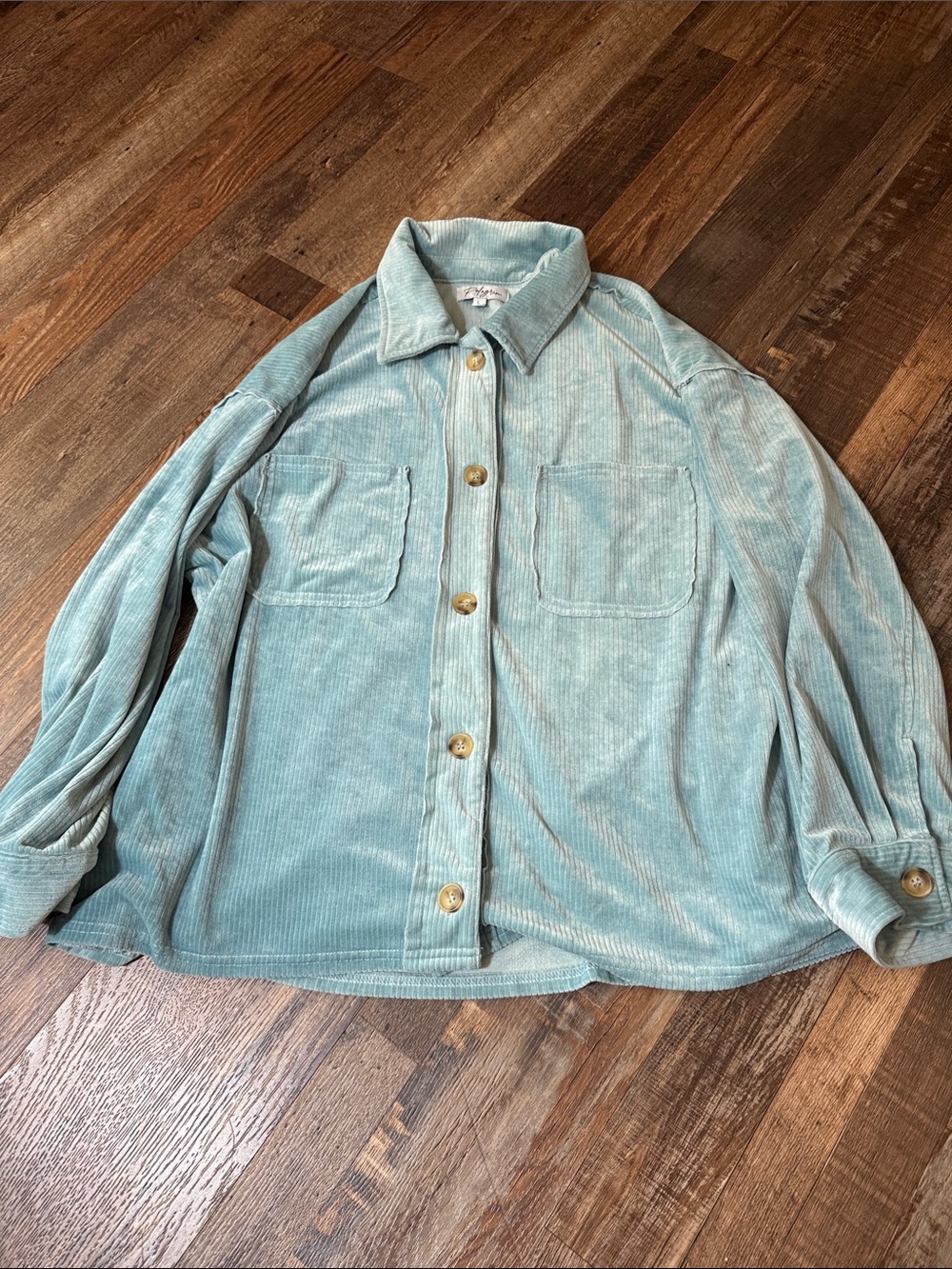 Polagram Light Teal Corduroy Collar Jacket